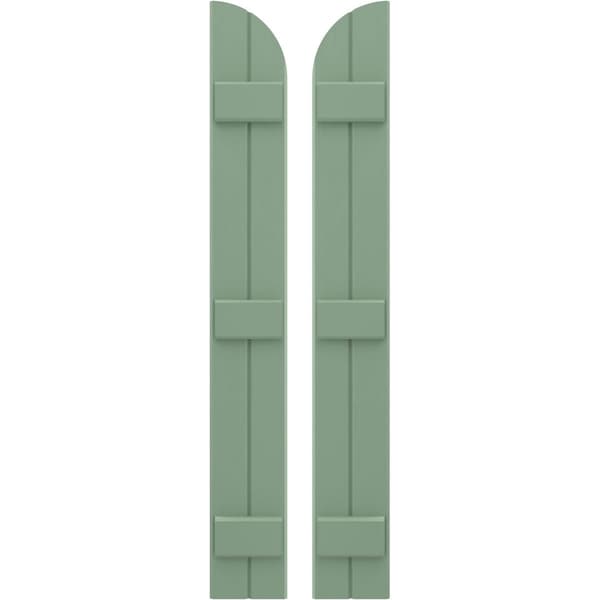 Ekena Millwork Americraft 2-Board (3 Batten) Wood Joined Board-n-Batten Shutters w/ Arch Top, ARW401BQ207X77TGH, PR ARW401BQ207X77TGH - main